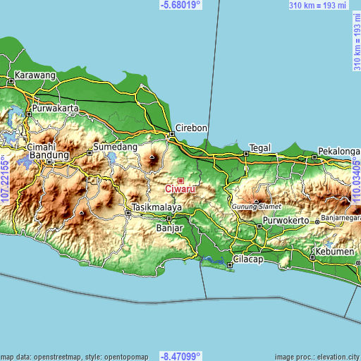 Topographic map of Ciwaru
