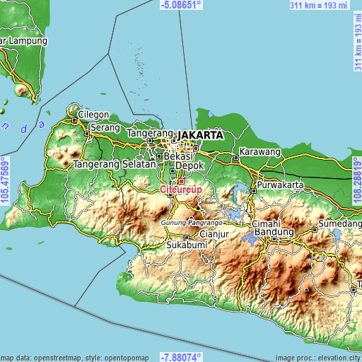 Topographic map of Citeureup