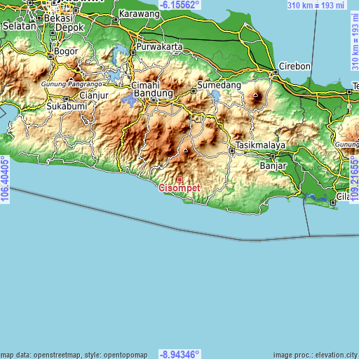 Topographic map of Cisompet