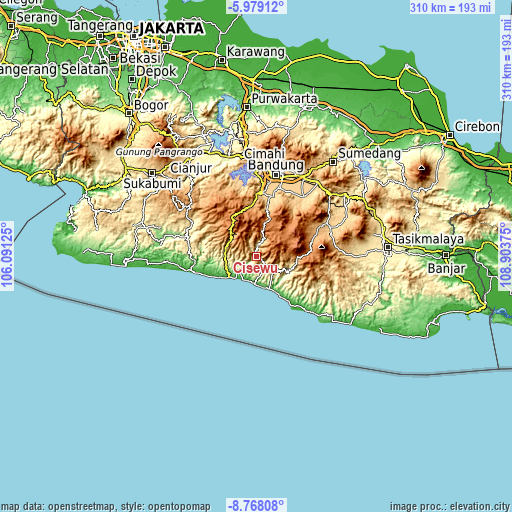 Topographic map of Cisewu