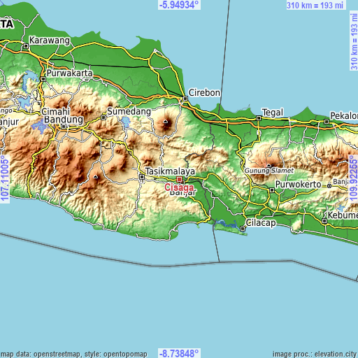 Topographic map of Cisaga