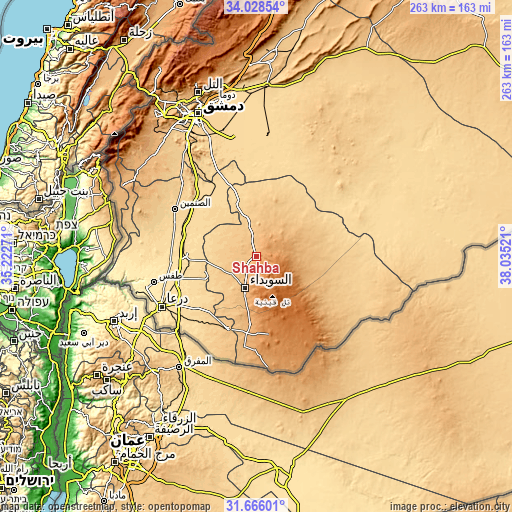 Topographic map of Shahbā