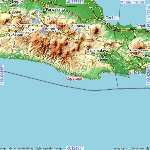 Topographic map of Cipatujah