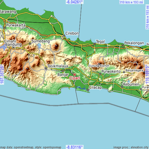 Topographic map of Cipari