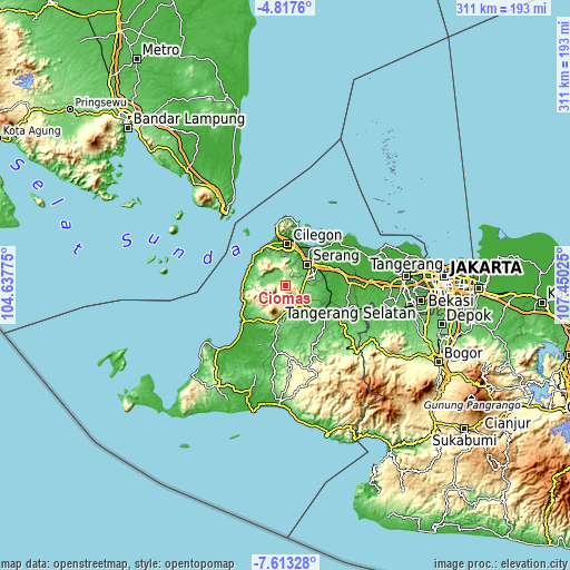 Topographic map of Ciomas
