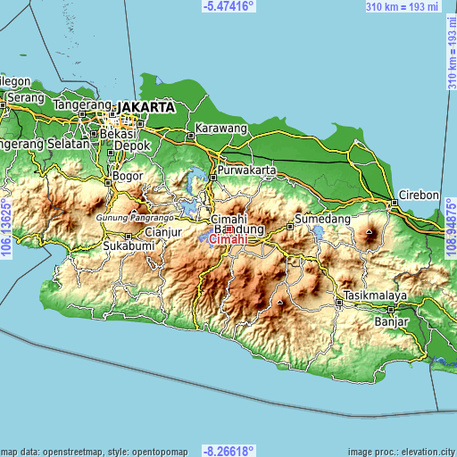 Topographic map of Cimahi