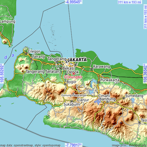 Topographic map of Cileungsir