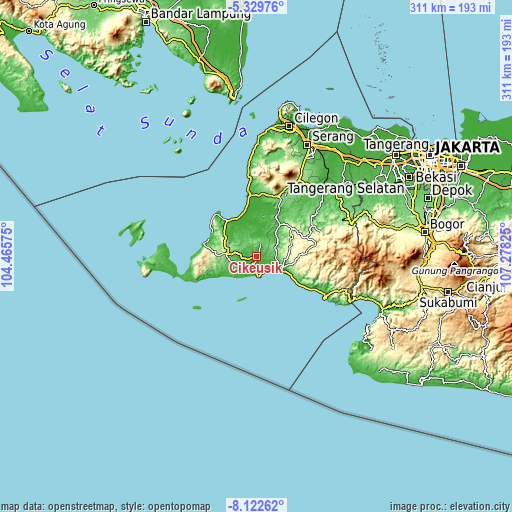 Topographic map of Cikeusik