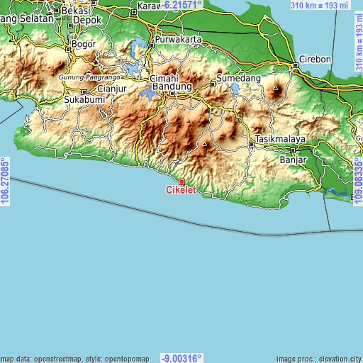 Topographic map of Cikelet