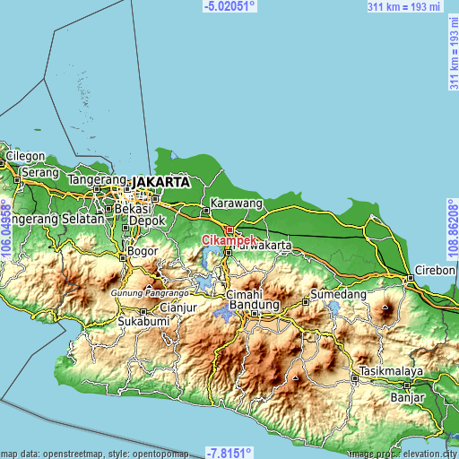 Topographic map of Cikampek