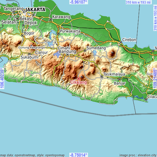 Topographic map of Cikajang