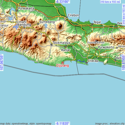 Topographic map of Cijulang