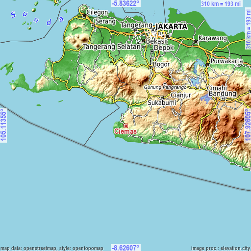 Topographic map of Ciemas