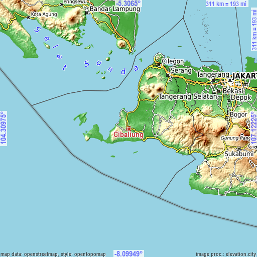 Topographic map of Cibaliung