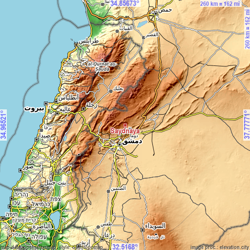 Topographic map of Şaydnāyā