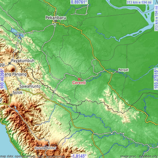 Topographic map of Cerenti