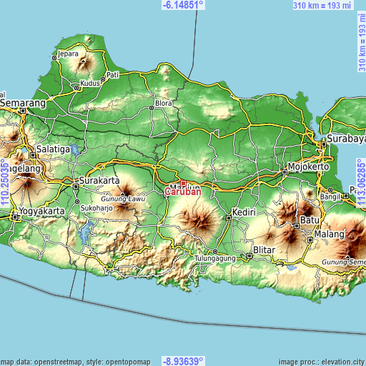 Topographic map of Caruban