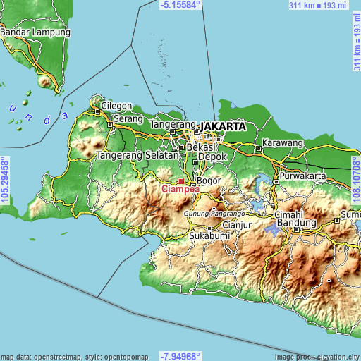 Topographic map of Ciampea