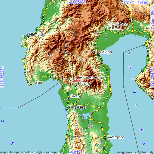 Topographic map of Cakke