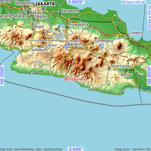 Topographic map of Bungbulang