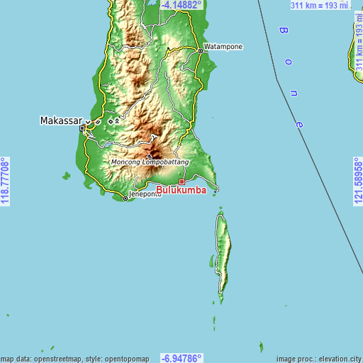Topographic map of Bulukumba