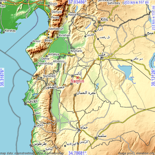 Topographic map of Sarmīn