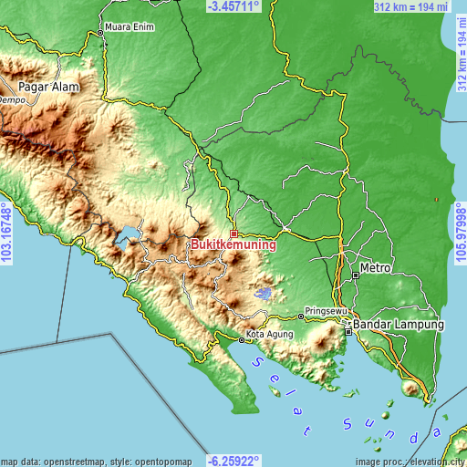 Topographic map of Bukitkemuning