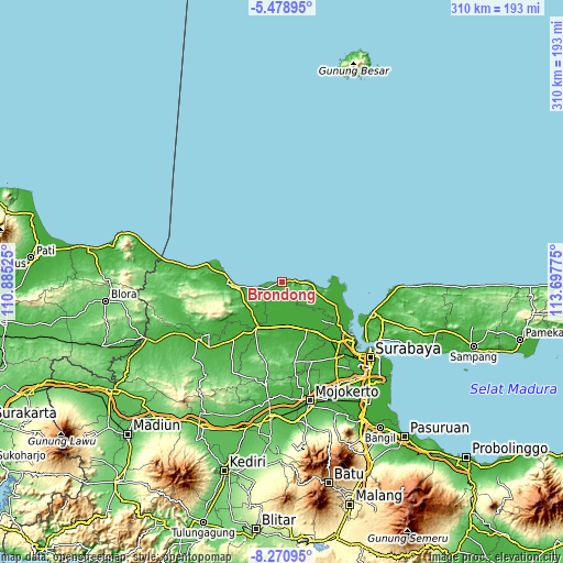 Topographic map of Brondong