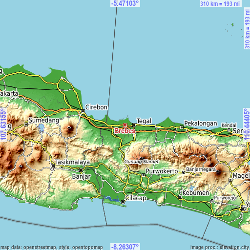 Topographic map of Brebes