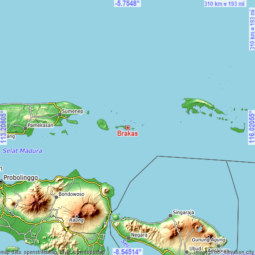 Topographic map of Brakas