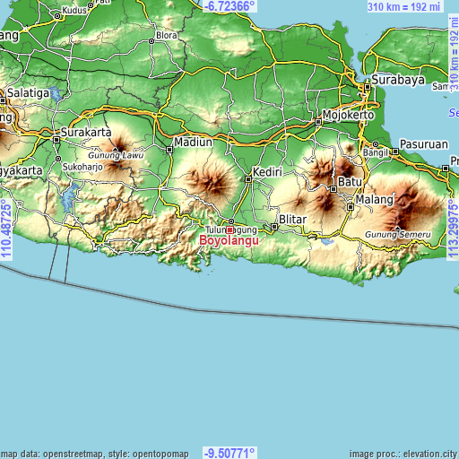 Topographic map of Boyolangu