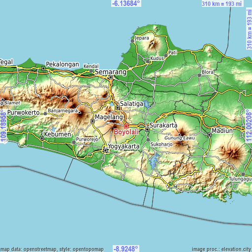 Topographic map of Boyolali