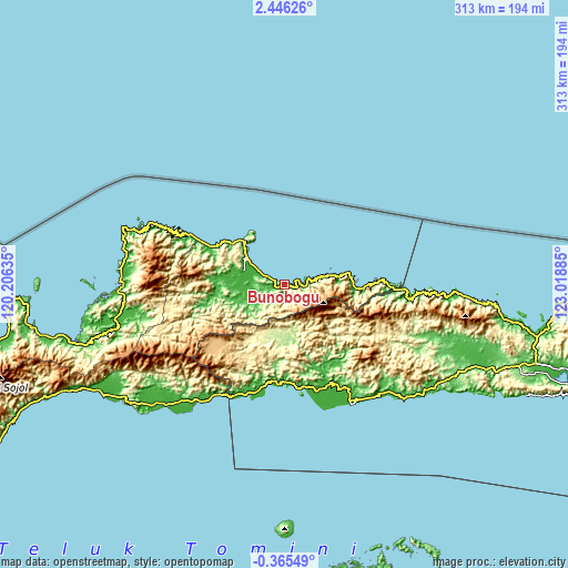 Topographic map of Bunobogu