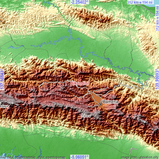 Topographic map of Bikondini