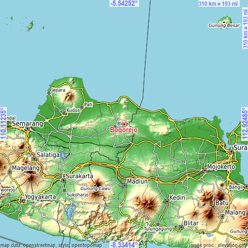 Topographic map of Bogorejo