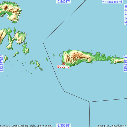 Topographic map of Bobong