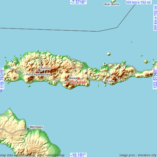 Topographic map of Boawae