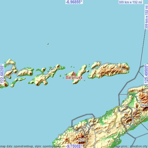 Topographic map of Baranusa