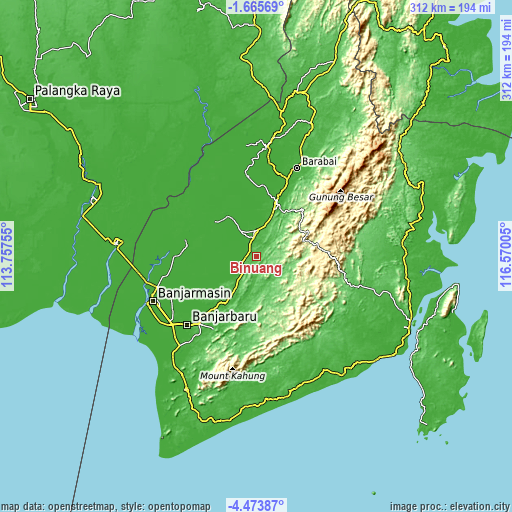 Topographic map of Binuang