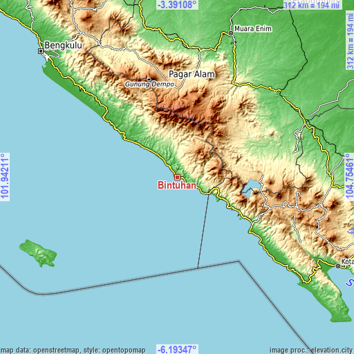 Topographic map of Bintuhan