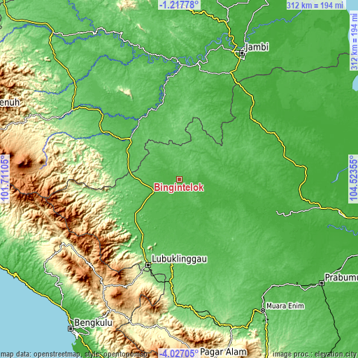 Topographic map of Bingintelok