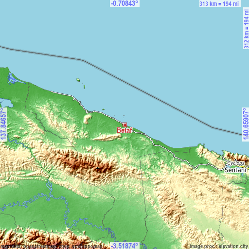 Topographic map of Betaf