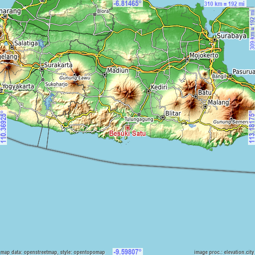 Topographic map of Besuki Satu