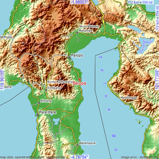 Topographic map of Belopa