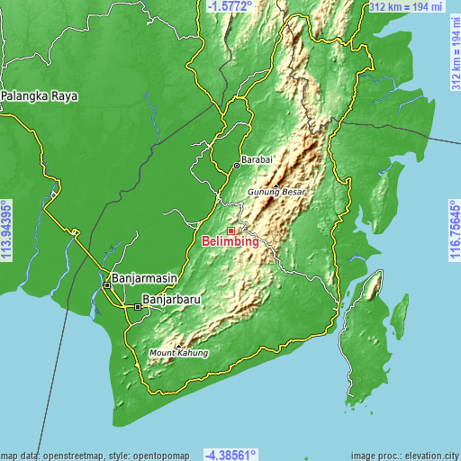 Topographic map of Belimbing