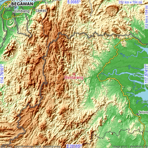 Topographic map of Mentarang