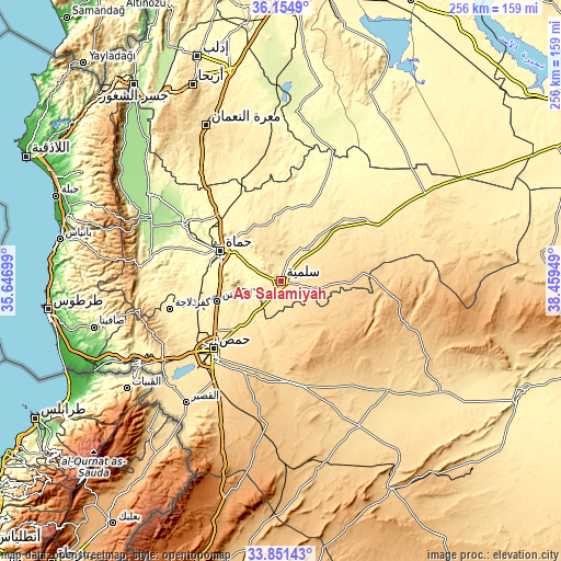 Topographic map of As Salamīyah