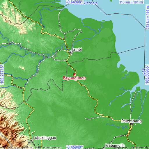 Topographic map of Bayunglincir