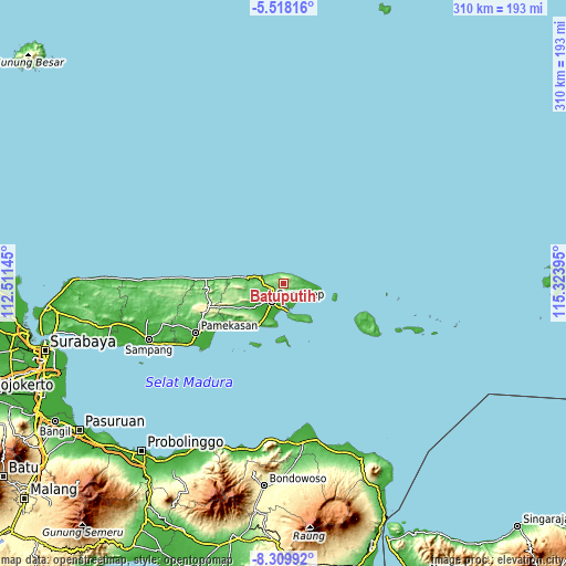 Topographic map of Batuputih