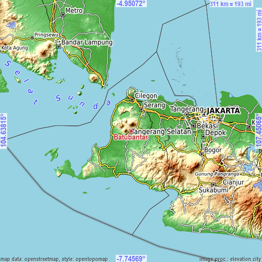 Topographic map of Batubantar